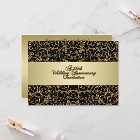 Carte d'invitation pour les 50 ans de mariage (Devant/Arrière en situation)