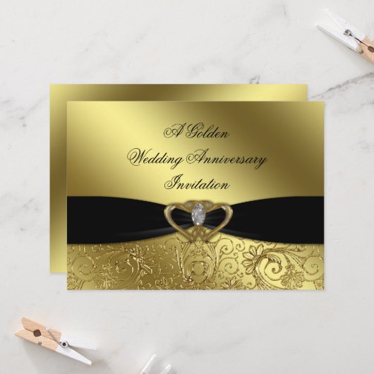 Carte d'invitation pour les 50 ans de mariage (Devant/Arrière en situation)