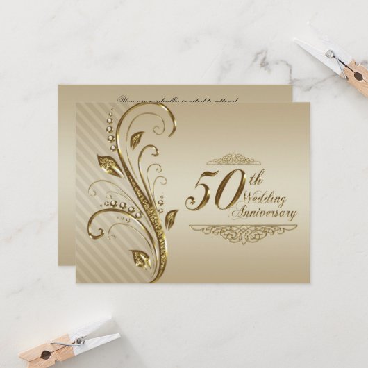 Carte d'invitation pour les 50 ans de mariage (Devant/Arrière en situation)