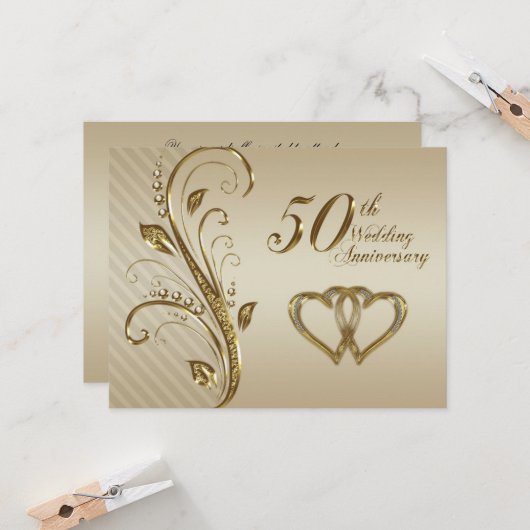 Carte d'invitation pour les 50 ans de mariage (Devant/Arrière en situation)