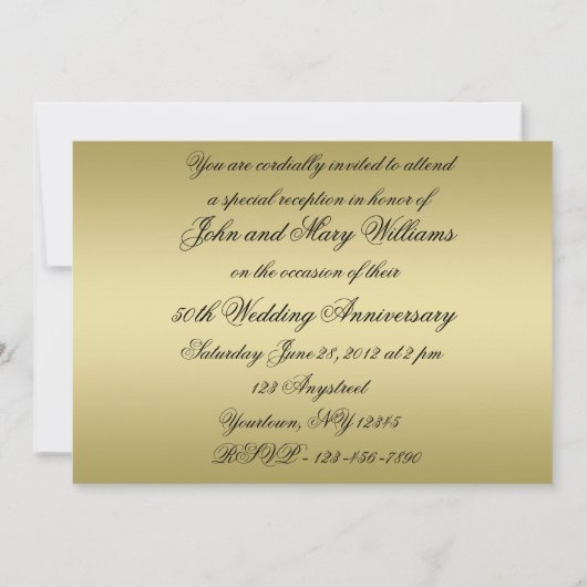 Carte d'invitation pour les 50 ans de mariage (Dos)