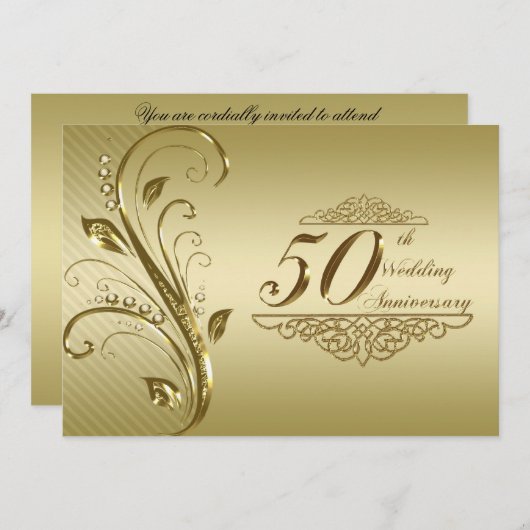 Carte d'invitation pour les 50 ans de mariage (Devant / Derrière)