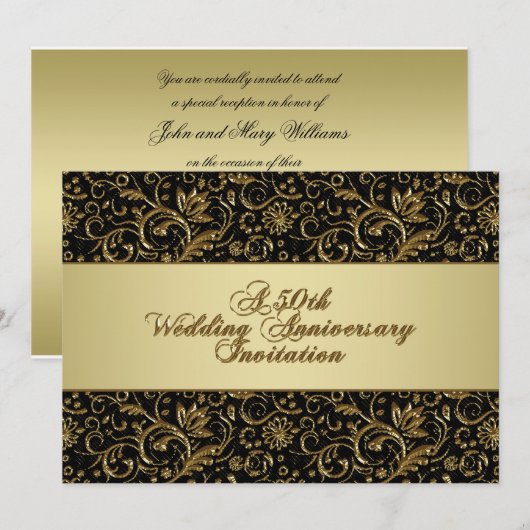Carte d'invitation pour les 50 ans de mariage (Devant / Derrière)