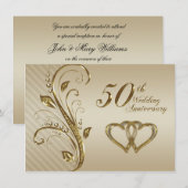 Carte d'invitation pour les 50 ans de mariage (Devant / Derrière)