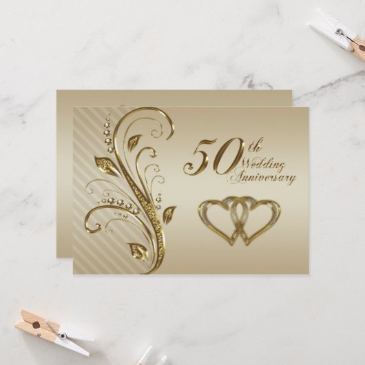 Carte d'invitation pour les 50 ans de mariage (Devant/Arrière en situation)
