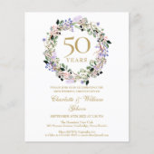 Carte d'invitation pour les 50 ans de mariage à bu (Devant)