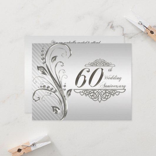 Carte d'invitation pour les 60 ans de mariage (Devant/Arrière en situation)