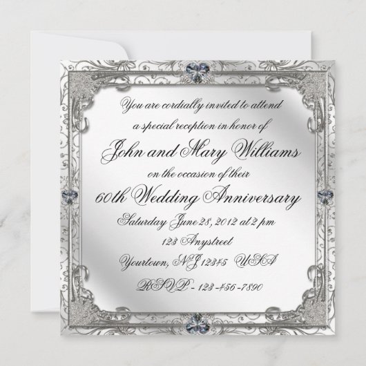 Carte d'invitation pour les 60 ans de mariage (Dos)