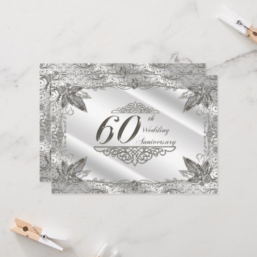 Carte d'invitation pour les 60 ans de mariage (Devant/Arrière en situation)