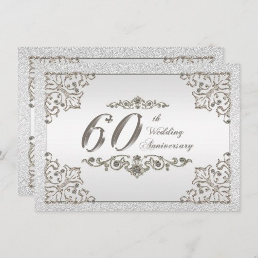 Carte d'invitation pour les 60 ans de mariage avec (Devant / Derrière)
