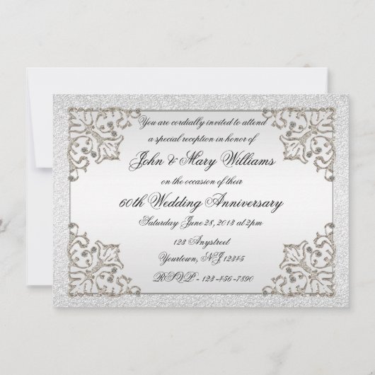 Carte d'invitation pour les 60 ans de mariage avec (Dos)