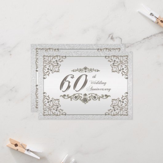 Carte d'invitation pour les 60 ans de mariage pail (Devant/Arrière en situation)