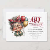 Carte d'invitation pour les 60 ans, design drôle p (Devant)