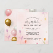 Carte d'invitation pour les 80 ans (Devant / Derrière)