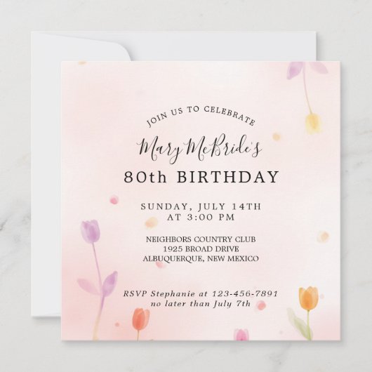 Carte d'invitation pour les 80 ans (Devant)