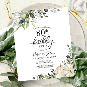 Carte d'invitation pour les 80 ans avec citrouille