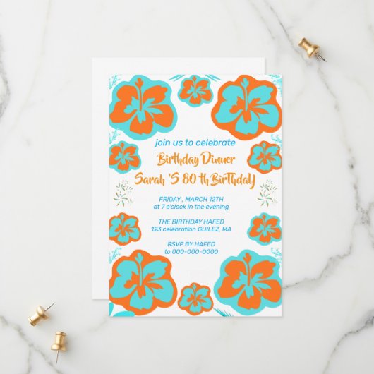 Carte d'invitation pour les 80 ans de Mère (Devant/Arrière en situation)