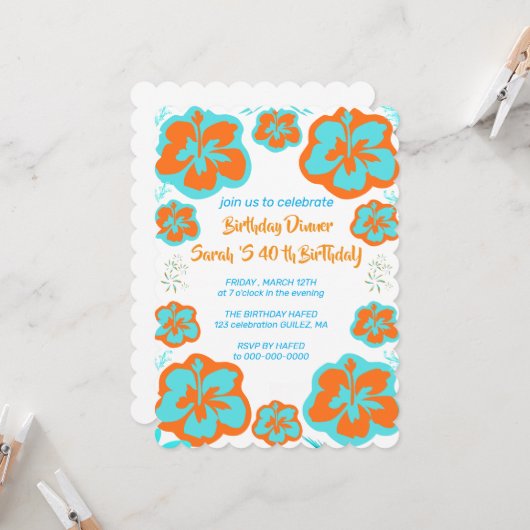 Carte d'invitation pour les 90 ans de maman (Devant/Arrière en situation)