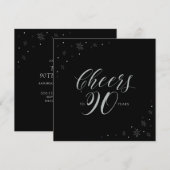 Carte d'invitation pour les 90 ans thème Silver & (Devant / Derrière)
