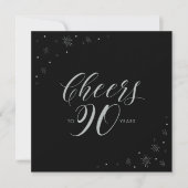 Carte d'invitation pour les 90 ans thème Silver & (Devant)