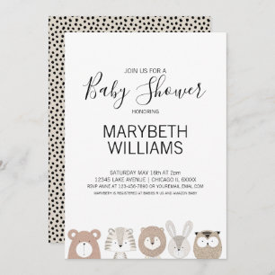 Carte d'invitation pour les animaux mignons Baby s