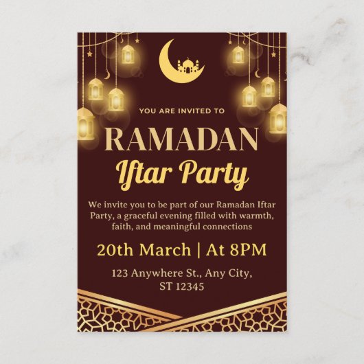 Carte d'invitation pour l'Iftar de Ramadan (Devant)