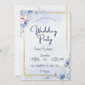 Carte d'invitation pour mariage Blue Gold Modern (Devant)
