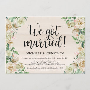 Carte d'invitation pour mariage en fuite et récept
