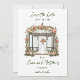 Carte d'invitation pour mariage sous gazebo avec d