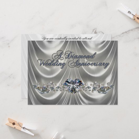 Carte d'invitation pour noces de diamant (Devant/Arrière en situation)