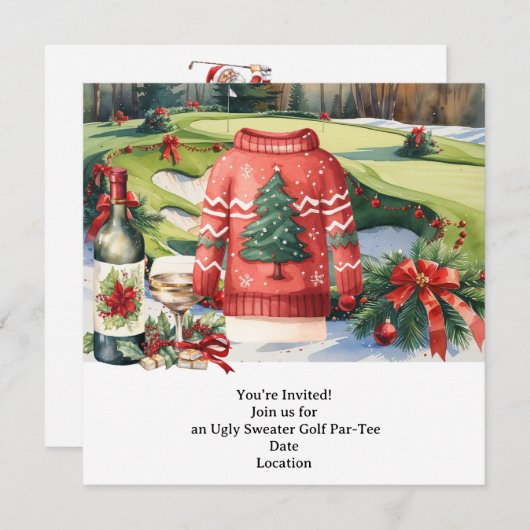 Carte d'invitation pour Noël à la fête de Noël (Devant / Derrière)