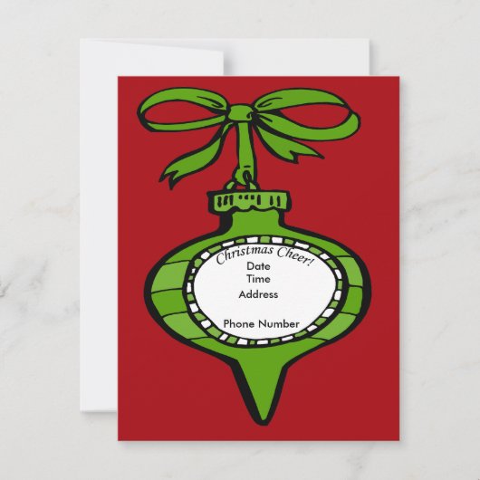 Carte d'invitation pour ornement vert de Noël (Devant)