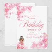 Carte d'invitation pour petite princesse  (Devant / Derrière)