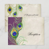 Carte d'invitation pour plumes de paon (Devant / Derrière)