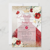 Carte d'invitation pour Quinceanera Roses Rouges d (Dos)
