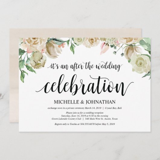 Carte d'invitation pour réception de mariage print (Devant / Derrière)