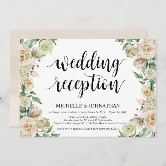 Carte d'invitation pour réception de mariage print (Devant / Derrière)