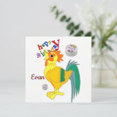Carte d'invitation pour un anniversaire Coq (Debout devant)