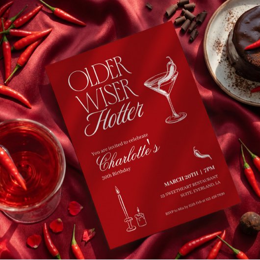 Carte d'invitation pour un anniversaire rouge plus