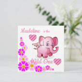 Carte d'invitation pour un premier anniversaire Wi (Debout devant)