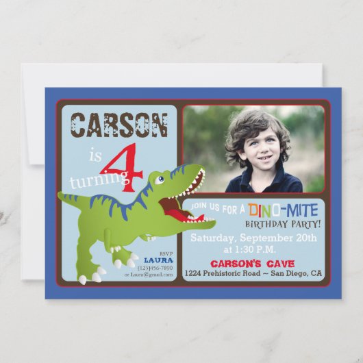 Carte d'invitation pour un quatrième anniversaire (Devant)