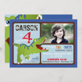 Carte d'invitation pour un quatrième anniversaire (Devant / Derrière)