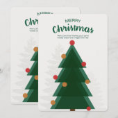 Carte d'invitation pour un sapin de Noël vert (Devant / Derrière)