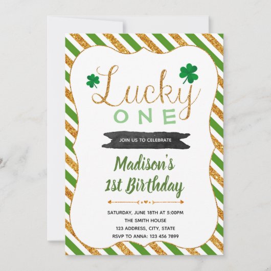 Carte d'invitation pour un shamrock chanceux (Devant)