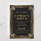 Carte d'invitation pour un Sweet 16 sur le thème d (Devant)