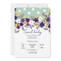 Carte d'invitation pour une baby shower avec fleur