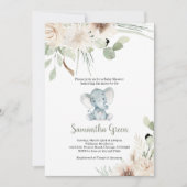 Carte d'invitation pour une baby shower éléphant n (Devant)