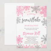 Carte d'invitation pour une Baby Shower Flocon de  (Devant / Derrière)