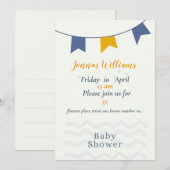 Carte d'invitation pour une baby shower garçon, ca (Devant / Derrière)