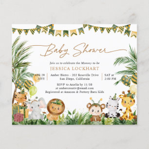 Carte d'invitation pour une Baby Shower Jungle à b